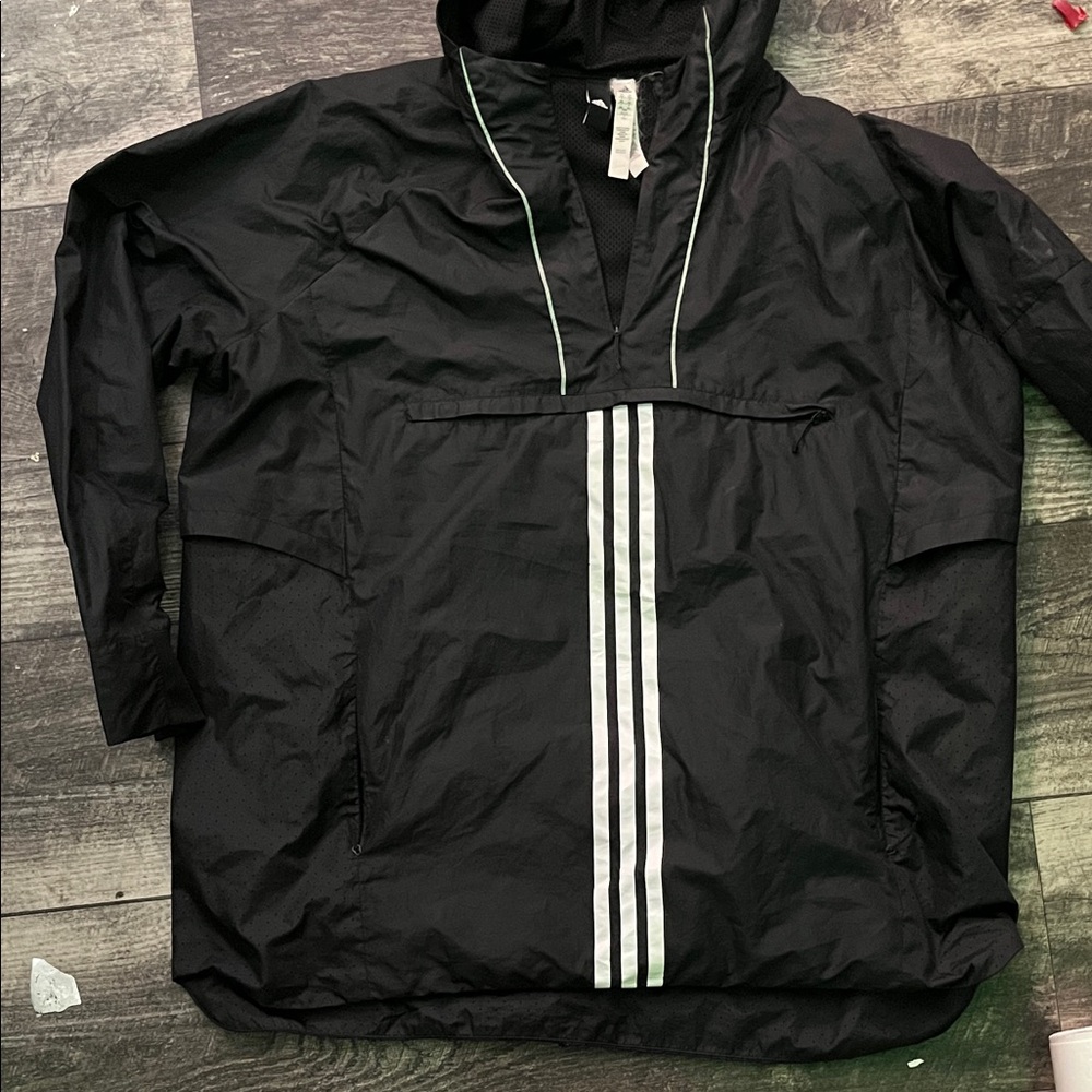 Black adidas Windbreaker with White Stripes